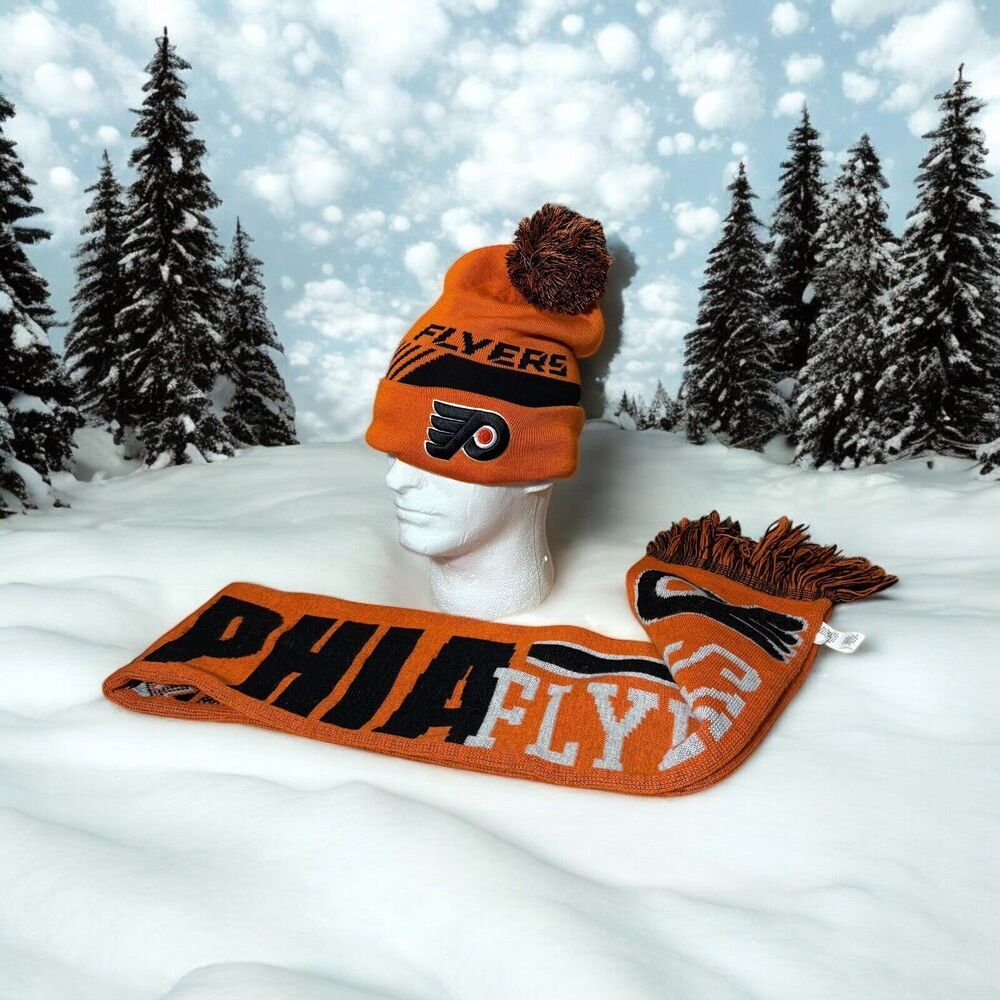 Authentic Pro Fanatics NHL Philadelphia Flyers Scarf And Winter Hat Adult Orange